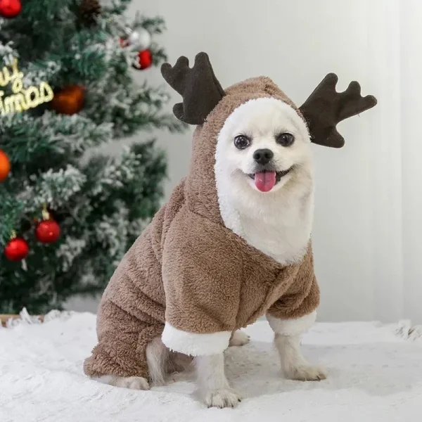 Dog Christmas Clothes Winter Warm Coral Velvet Elk Hoodies Pet Clothes for Small Dog Chihuahua Christmas Dog Costume Ropa Perro - Image 4
