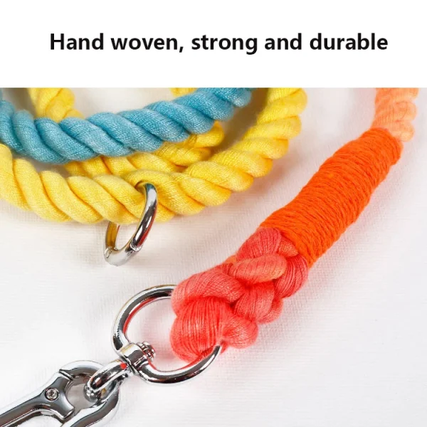 Dog Leash Handmade Braided Rope, 250cm Strong Cotton Rope Dog Leashes Heavy Duty Leash for Small Medium Large Dog Walks Training - Image 2