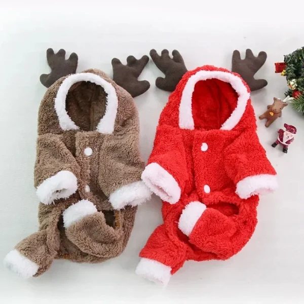 Dog Christmas Clothes Winter Warm Coral Velvet Elk Hoodies Pet Clothes for Small Dog Chihuahua Christmas Dog Costume Ropa Perro - Image 2