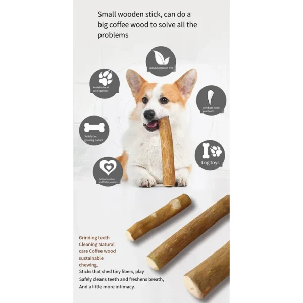 Coffee Wooden Dog Chew Toy, Dog Wooden Chew Stick, for Tooth Pressure Relief, Pet Toys - Image 2