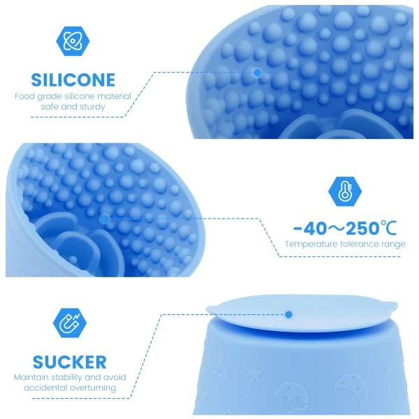 1/2Pcs Silicone Dog Bowls Anti Choking Dog Slow Feeder Bowls with Suction Cup Bottom Temperature Resistant Pet Licking Bowls - Image 3