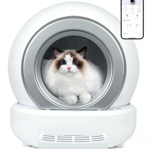 Self Cleaning Cat Litter Box 65L,  Automatic Cat Litter with Infrared Sensor, Low Base 8cm, 35dB, Odor Free, App Control