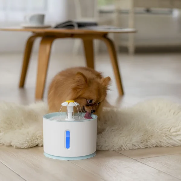 Stainless Steel Cat Water Fountain Feeder  Flower Round Fountain 2.4L Pet Cat Silent Water Dispenser DC Water Pump LED - Image 3