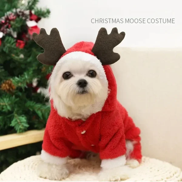 Dog Christmas Clothes Winter Warm Coral Velvet Elk Hoodies Pet Clothes for Small Dog Chihuahua Christmas Dog Costume Ropa Perro - Image 3