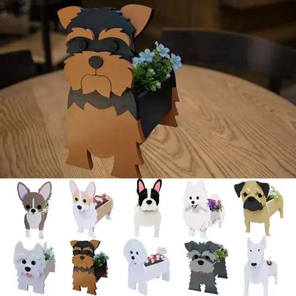 Garden Flower Pot Dog Planter Schnauzer Bulldog Poodle Corgi Yorkshire Garden Pots DIY PVC Flower Planter Garden Home Decoration - Image 2