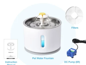 Stainless Steel Silent Water Fountain (2.4L)